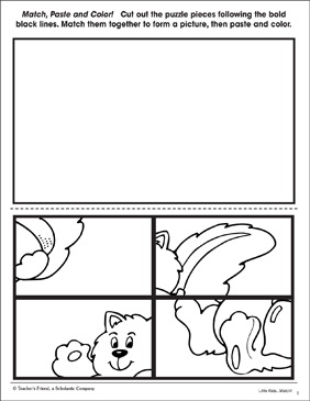 Match paste and color bear printable cut and pastes skills sheets