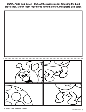 Match paste and color caterpillar printable cut and pastes skills sheets