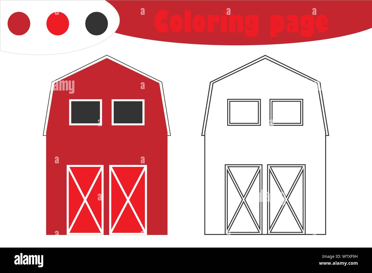 Farm barn in cartoon style coloring page spring education paper game for the development of children kids preschool activity printable worksheet stock vector image art