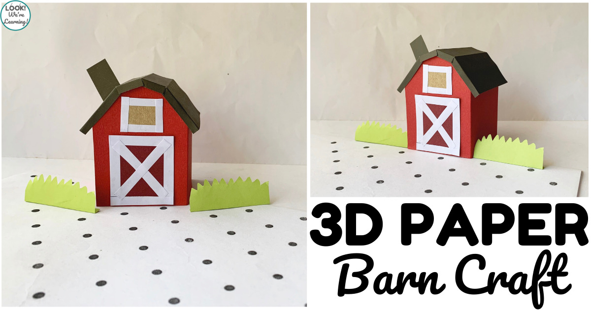 D paper barn craft for kids
