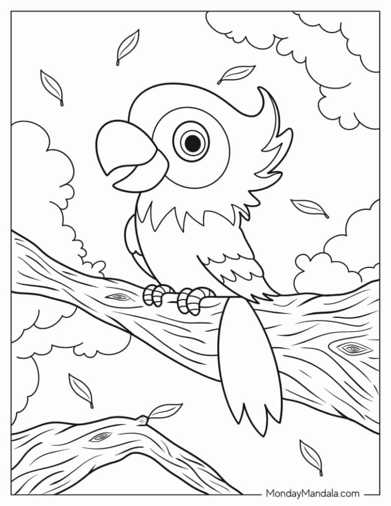 Parrot coloring pages free pdf printables