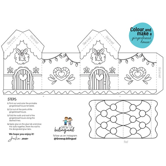 Printable gingerbread house template to colour
