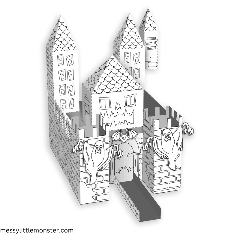 Printable d spooky paper castle template â messy little monster shop