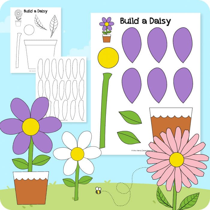 Free daisy flower printable template mrs merry