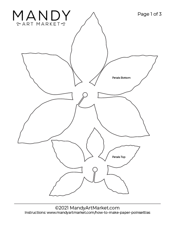 Free cutting template for paper poinsettia flowers tutorial