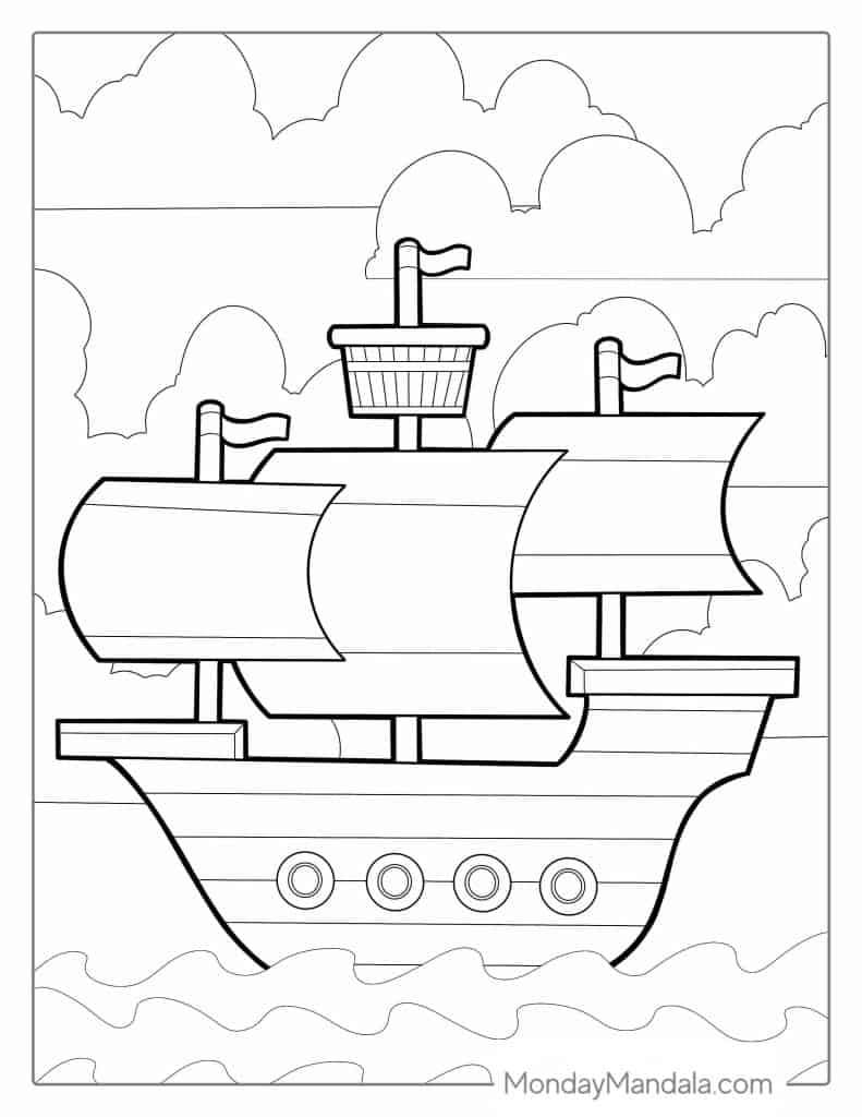 Pirate ship coloring pages free pdf printables