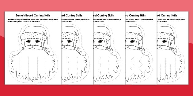 Santa beard cutting activity fine motor skills development