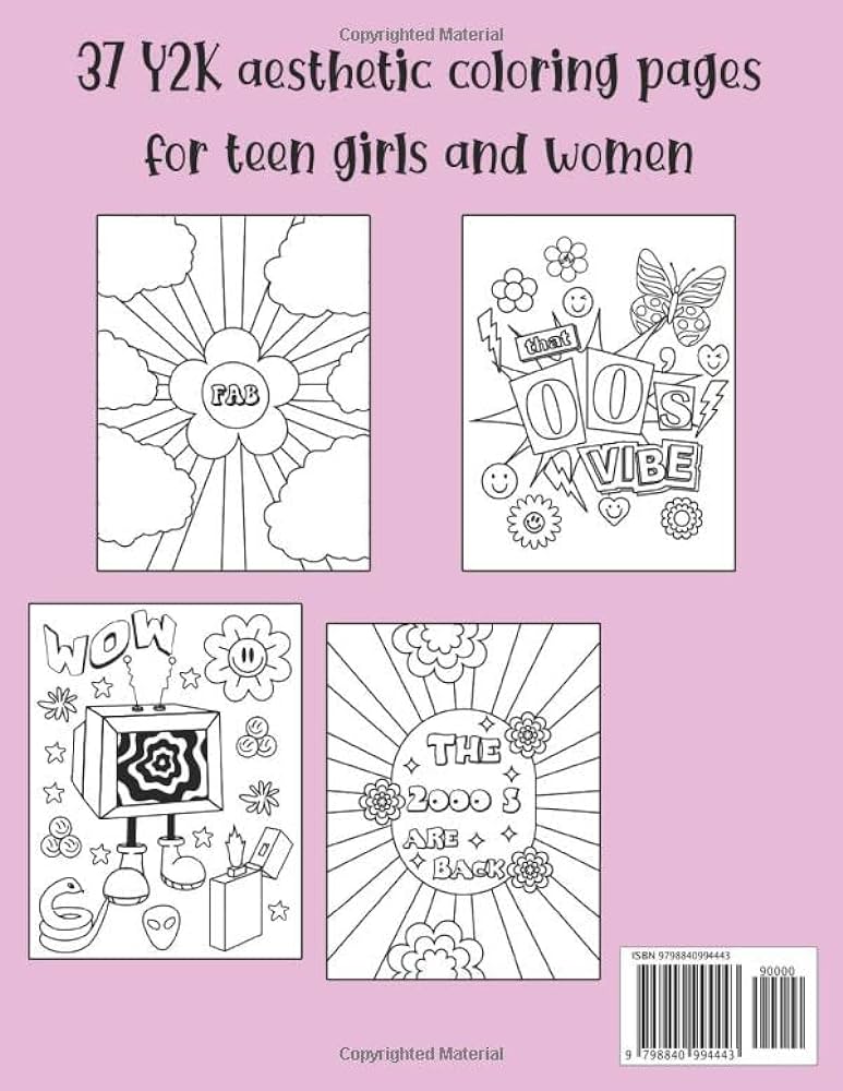 Yk coloring book an aesthetic coloring book with cute early s style and fashion for teen girls women agis mark books