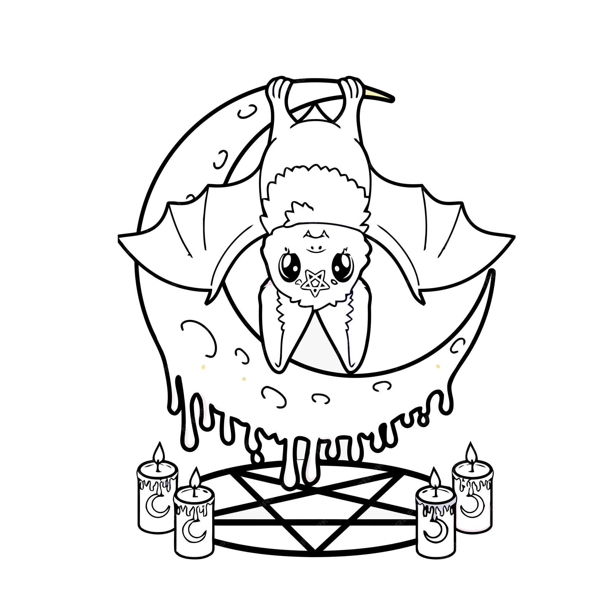Premium vector pastel goth coloring page creepy kawaii pages