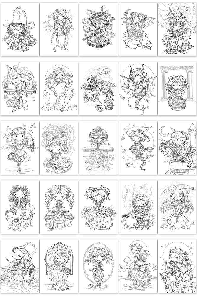 Faedorables cute and creepy coloring book