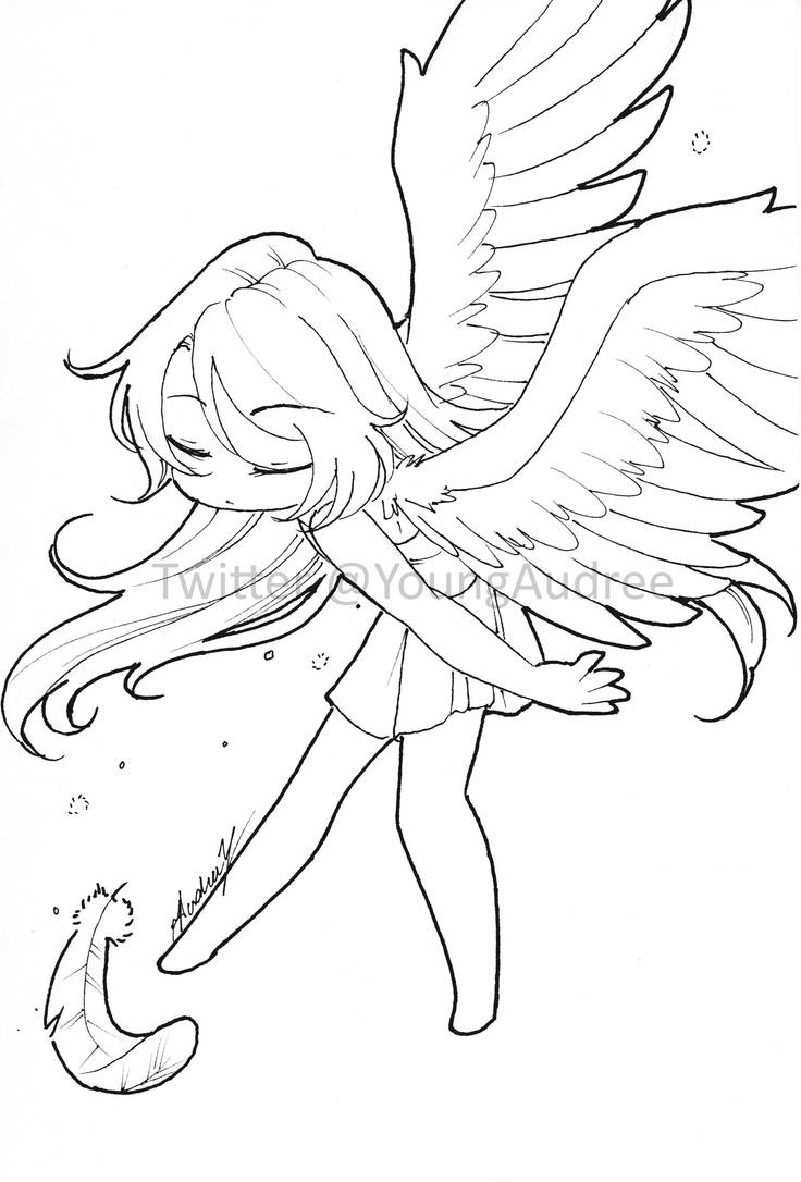 Chibi angel coloring page by pandagurl on