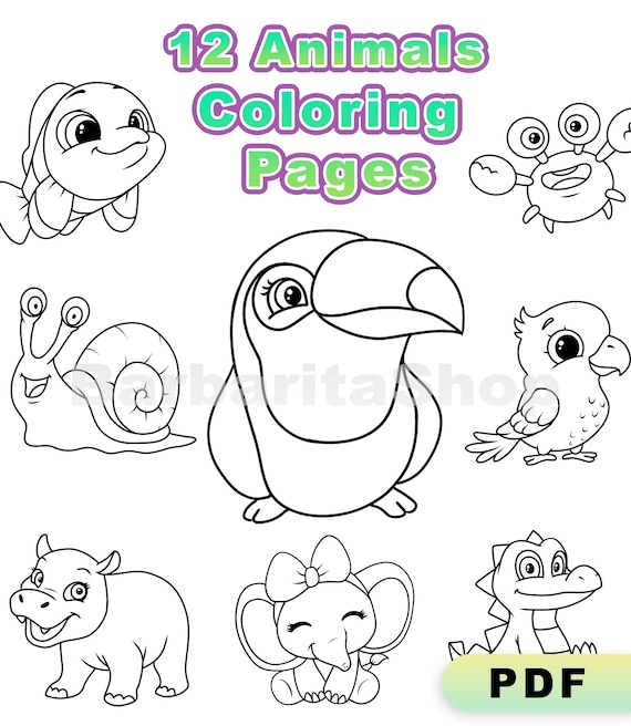 Animals coloring pages for kids cute animals drawing book pdf download now