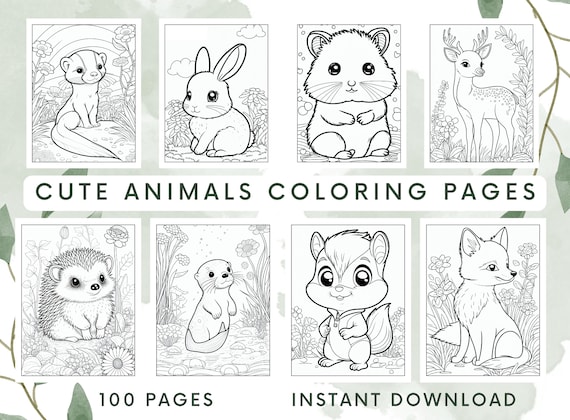 Cute animals coloring pages for kids cute animals coloring book for kids animal coloring kids coloring pages digital download printable