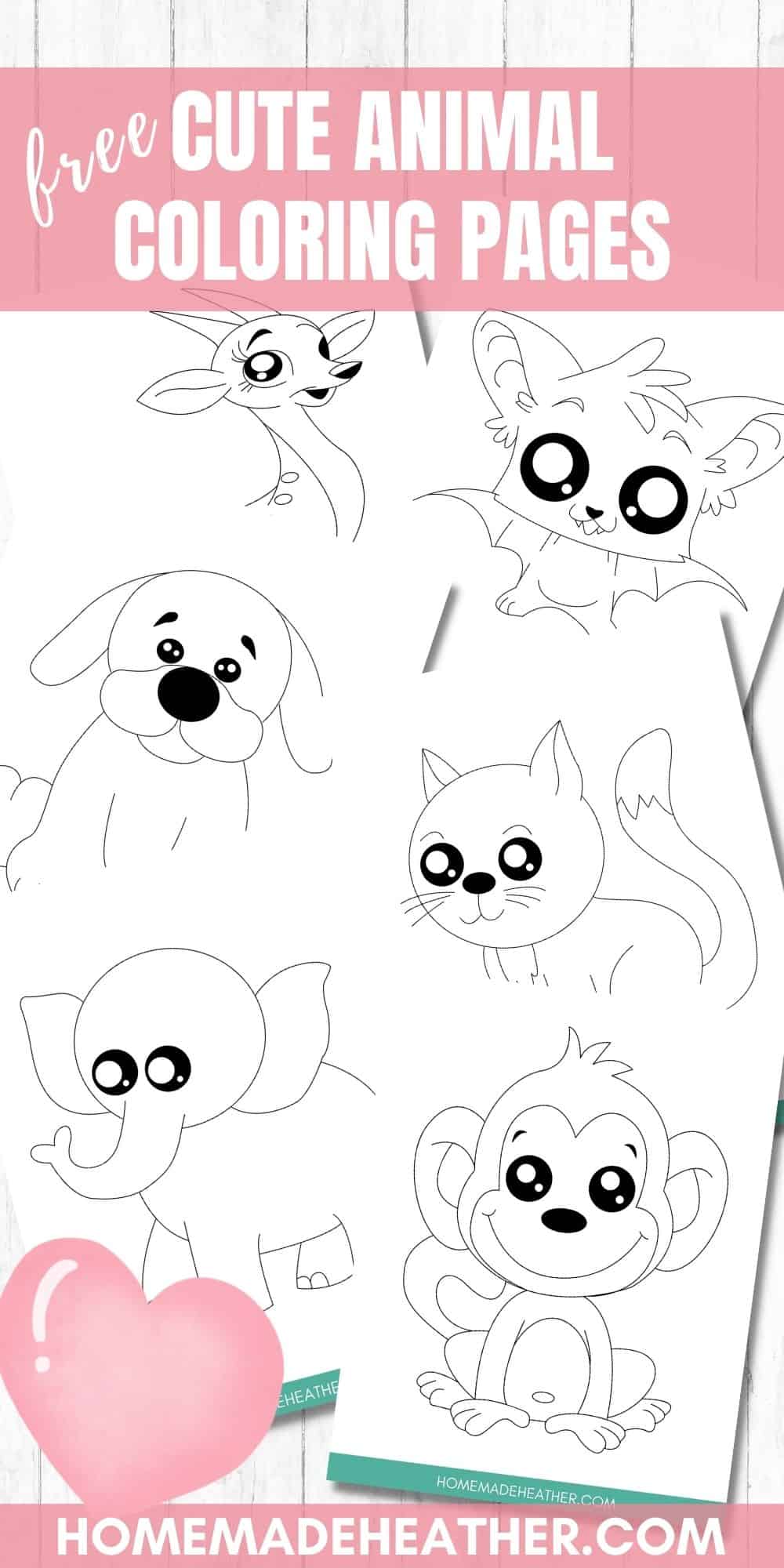 Free cute animal coloring pages homemade heather
