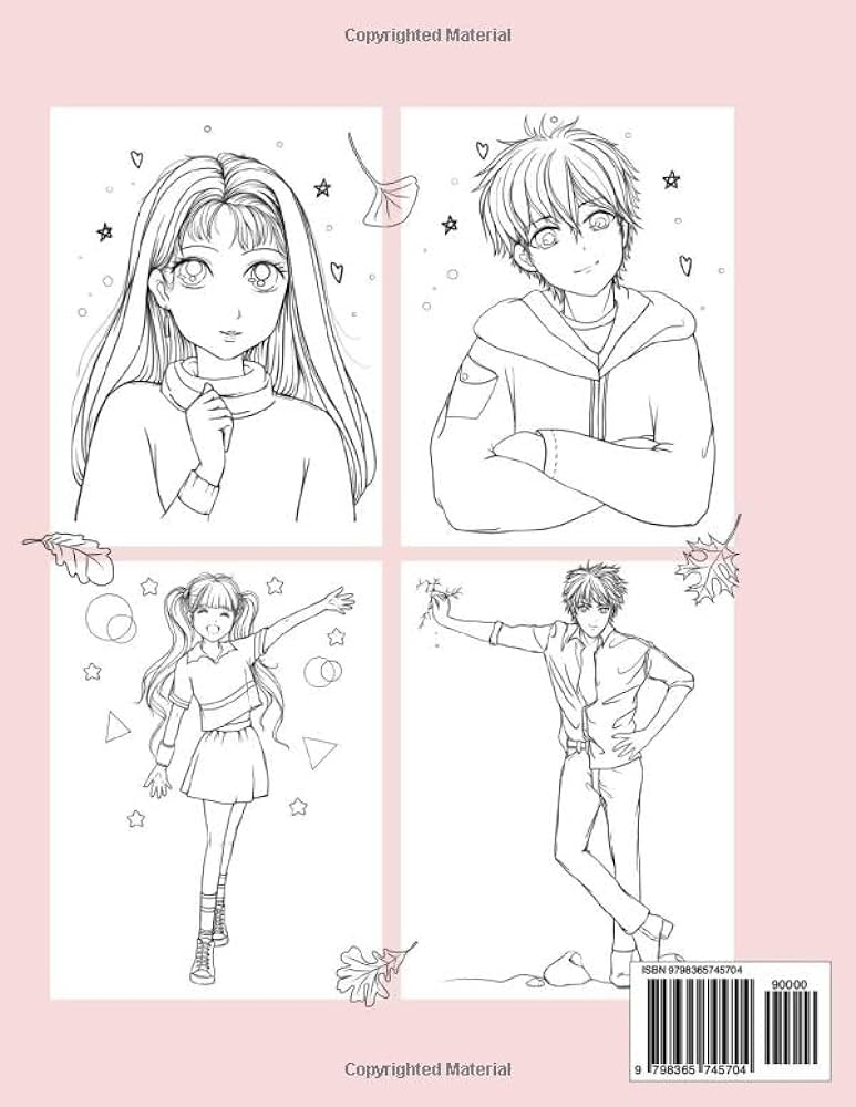 Anime coloring book for teens cute anime boys and girls coloring pages for teens and adults phum wannie books