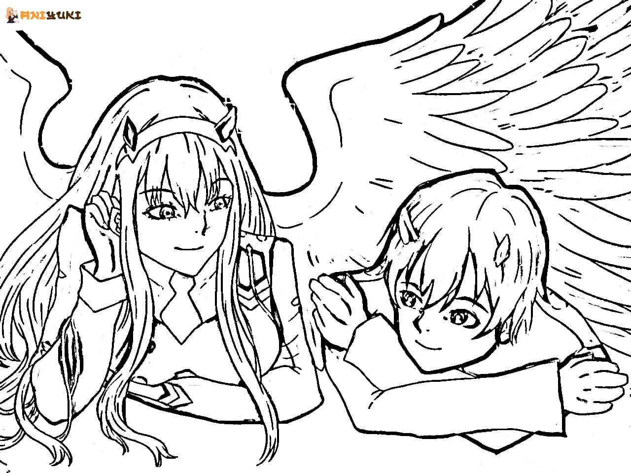 Anime couple coloring pages