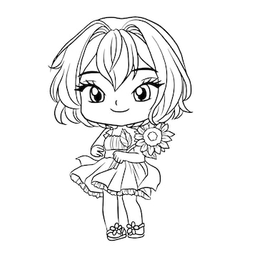 Premium vector coloring pages cute girls anime manga kawaii kids