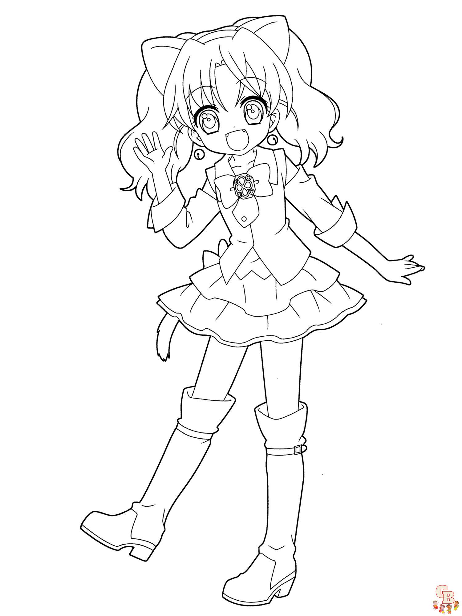 Free printable anime girl coloring pages by