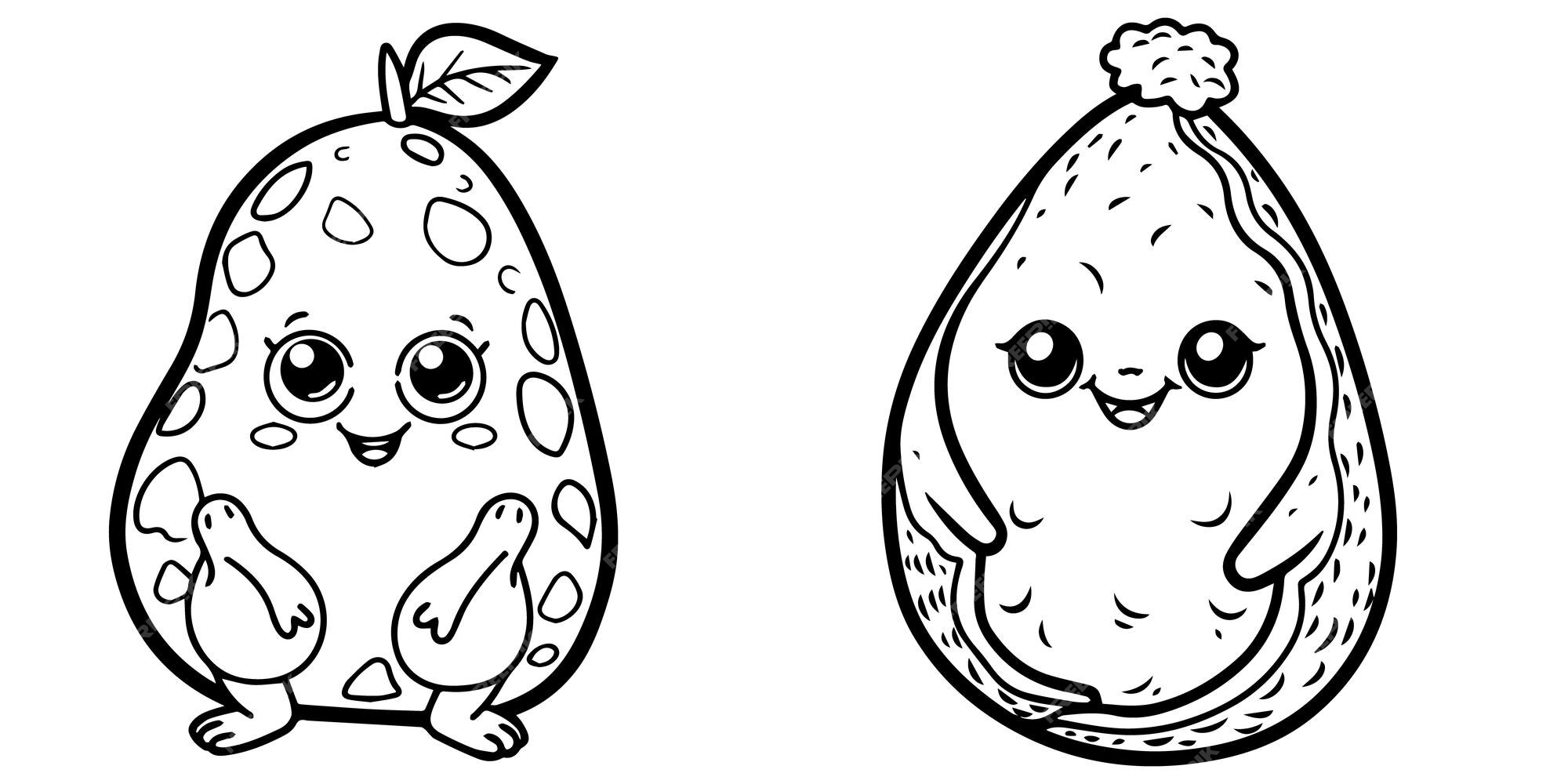Premium vector cute avocado coloring pages vector illustration