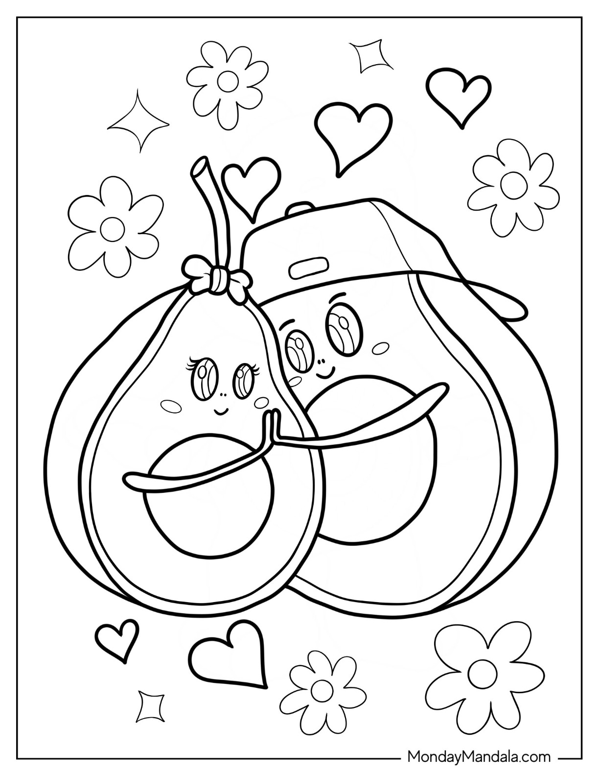 Avocado coloring pages free pdf printables