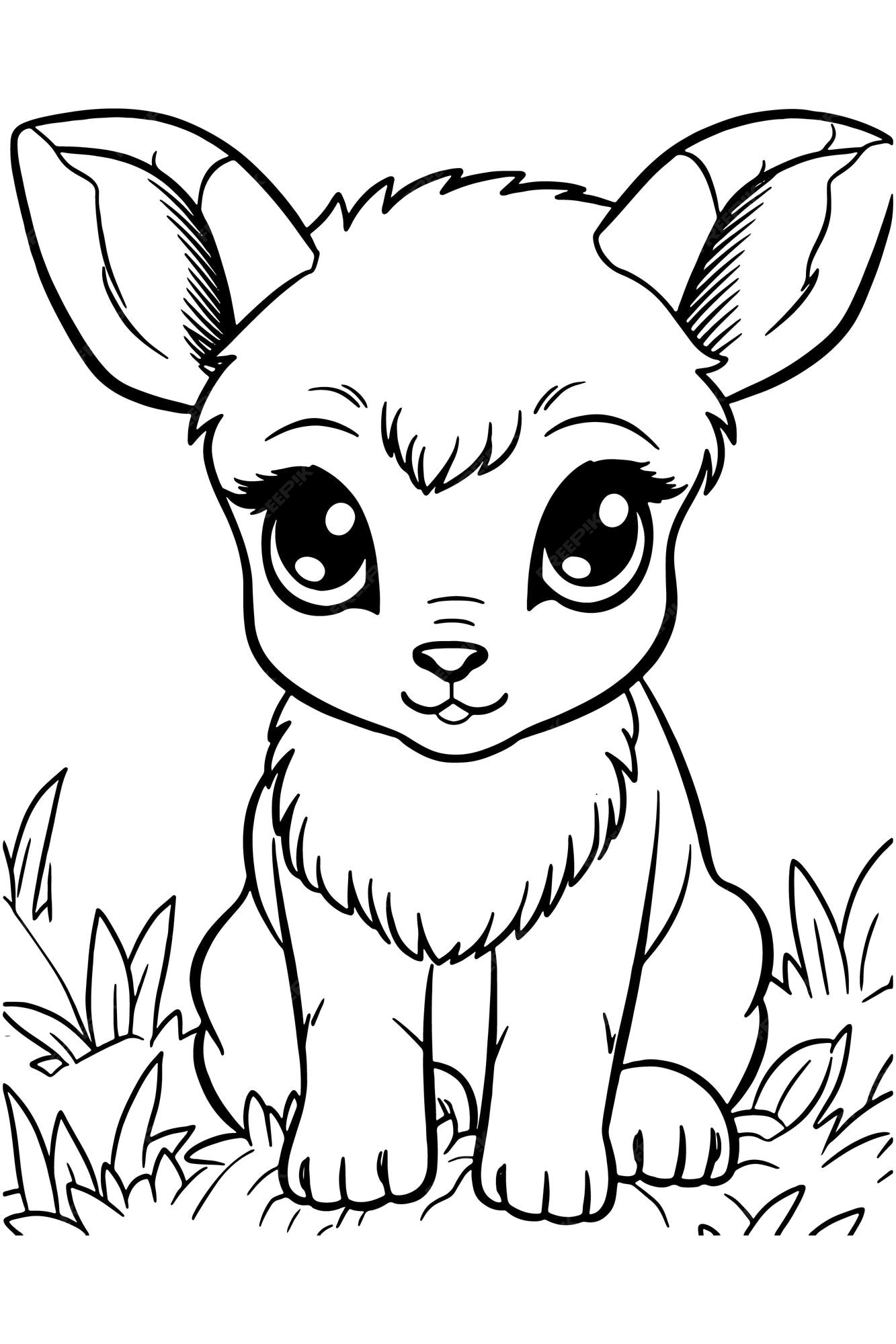 Premium vector a cute little baby animal coloring page for kids