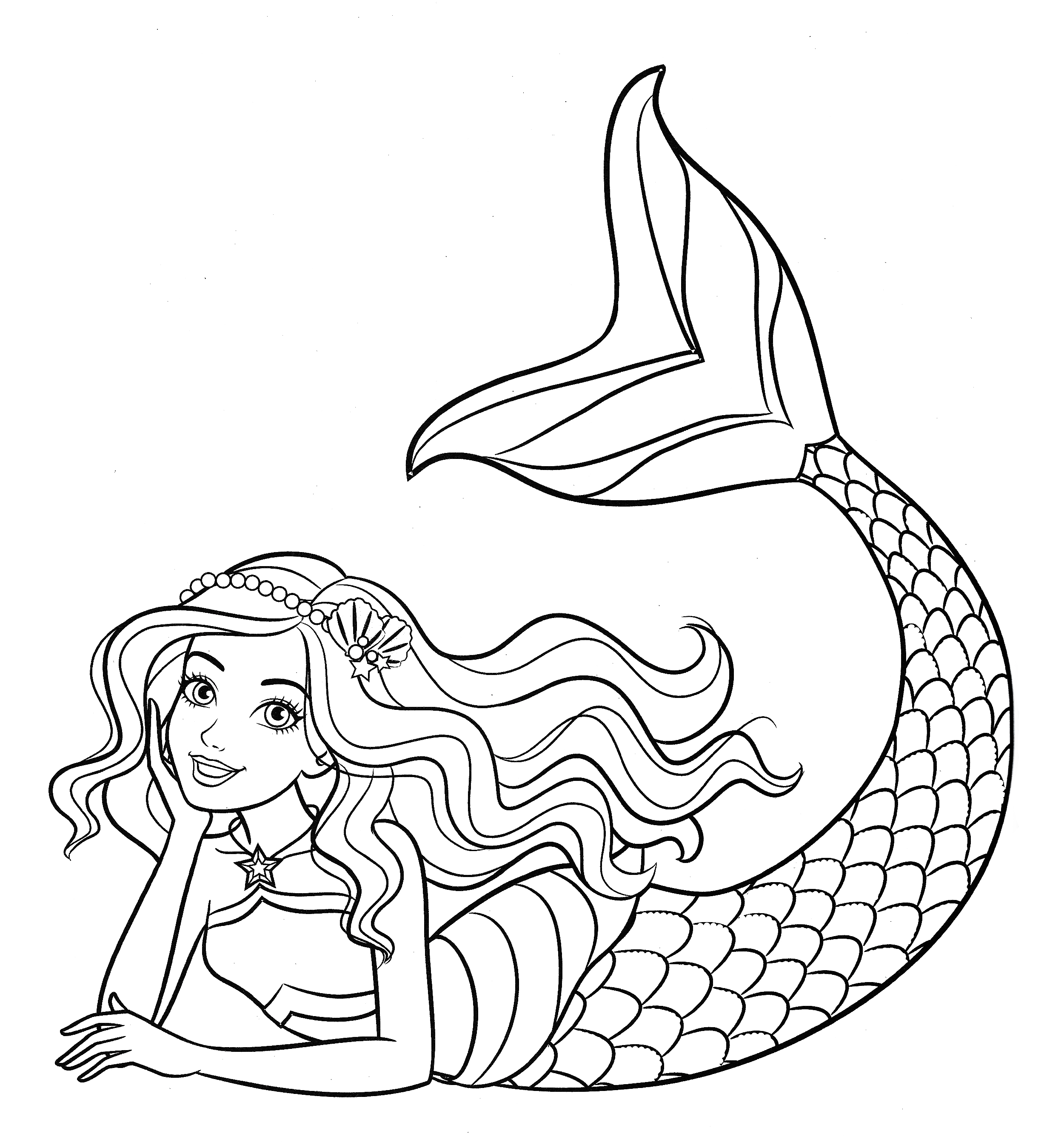 Beautiful mermaid barbie coloring pages