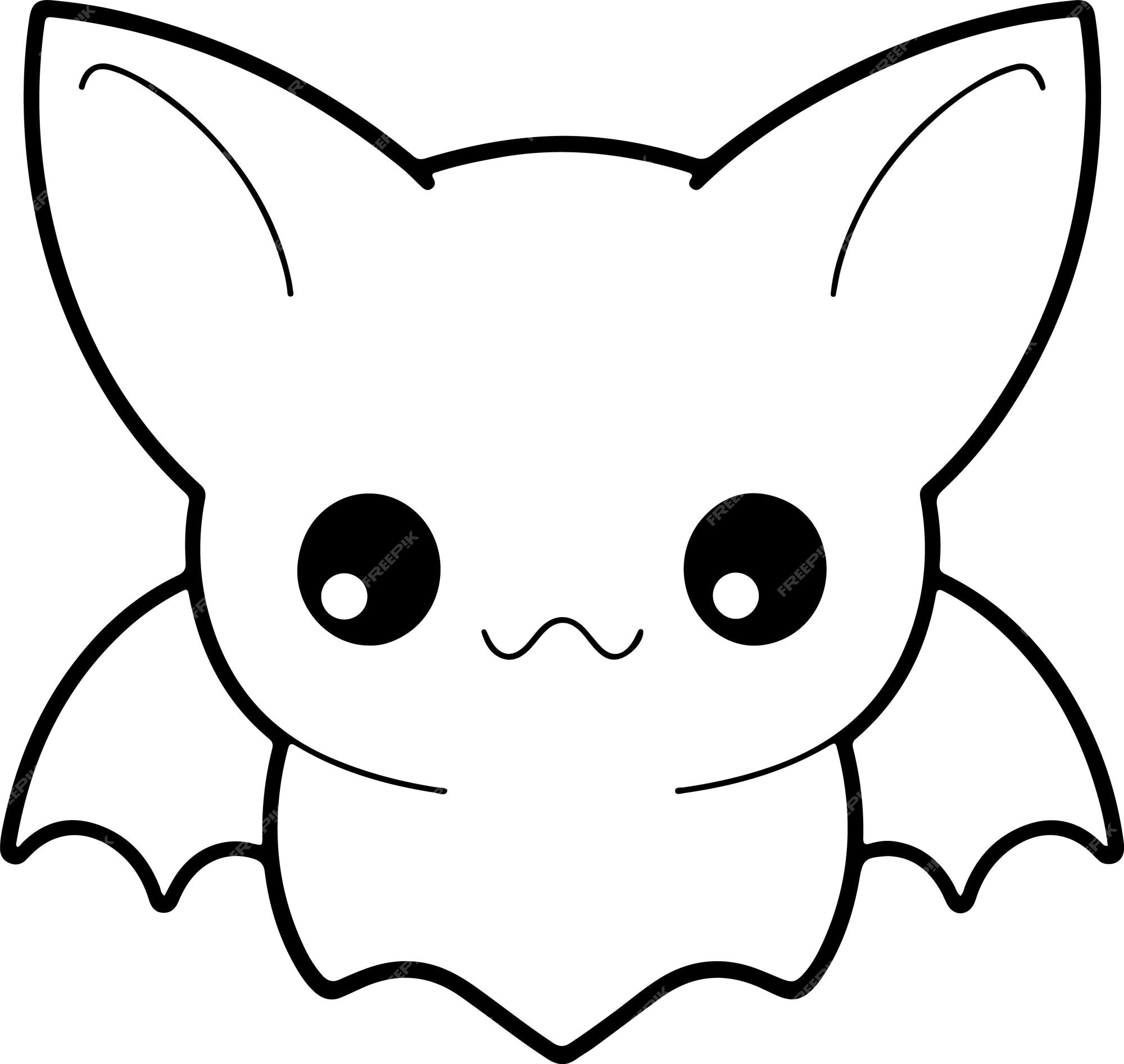 Premium vector bat vector illustration black and white halloween bat coloring book or page for children