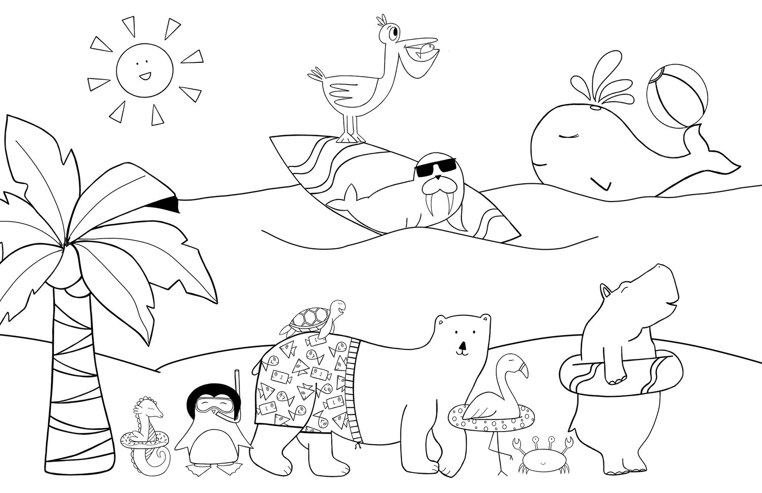 Beach party loring page â the doodle shop