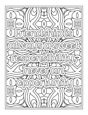 Premium vector best friend quotes coloring page kdp interior