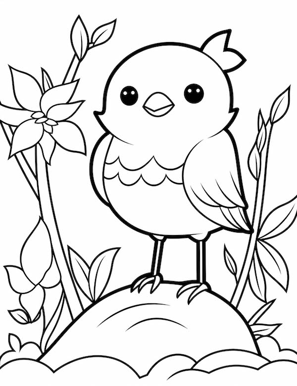 Bird coloring pages for kids and adults