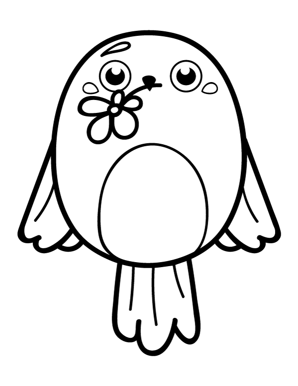 Printable kawaii bird coloring page