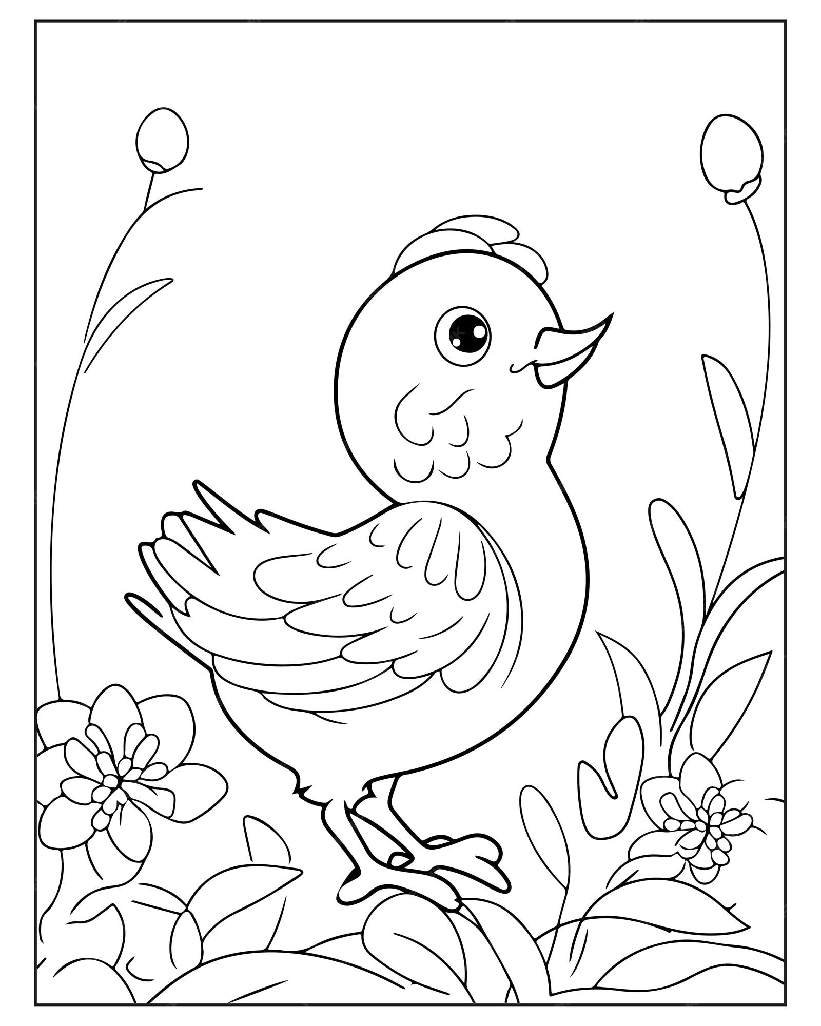 Premium vector cute bird coloring pages for kids bird coloring pages