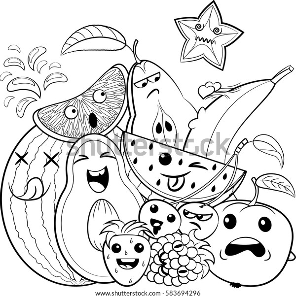 Black white coloring page cute doodle stock vector royalty free