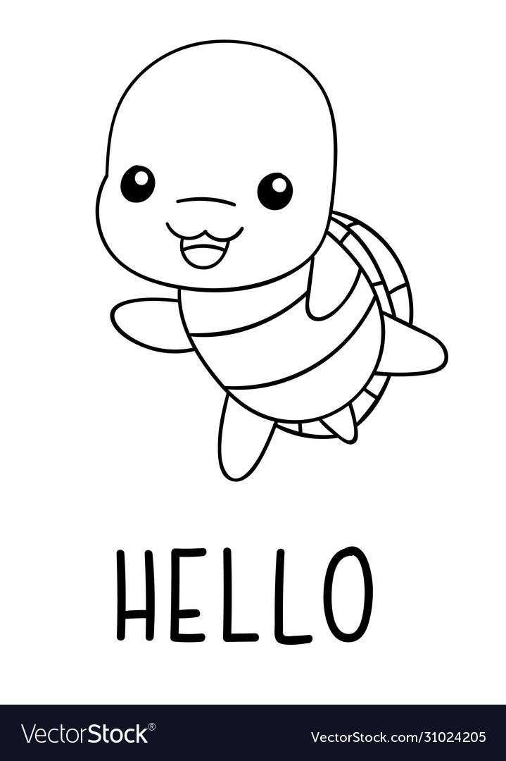 Coloring pages black and white cute kawaii hand vector image