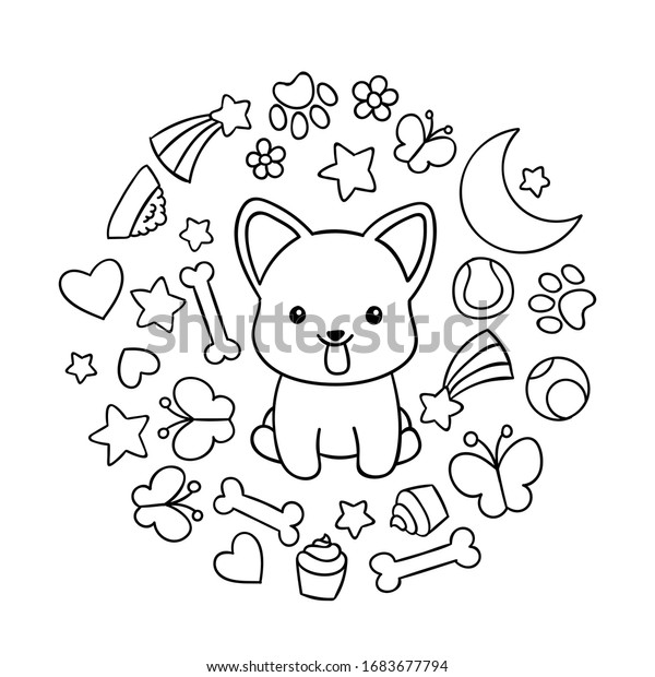Coloring pages black white cute kawaii stock vector royalty free