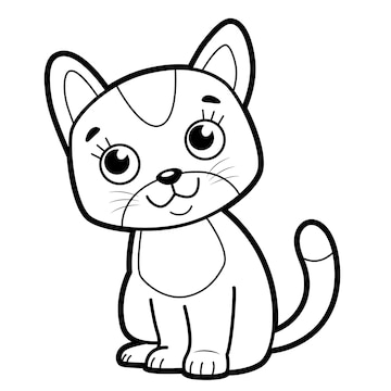 Premium vector coloring book or page for kids black and white cat