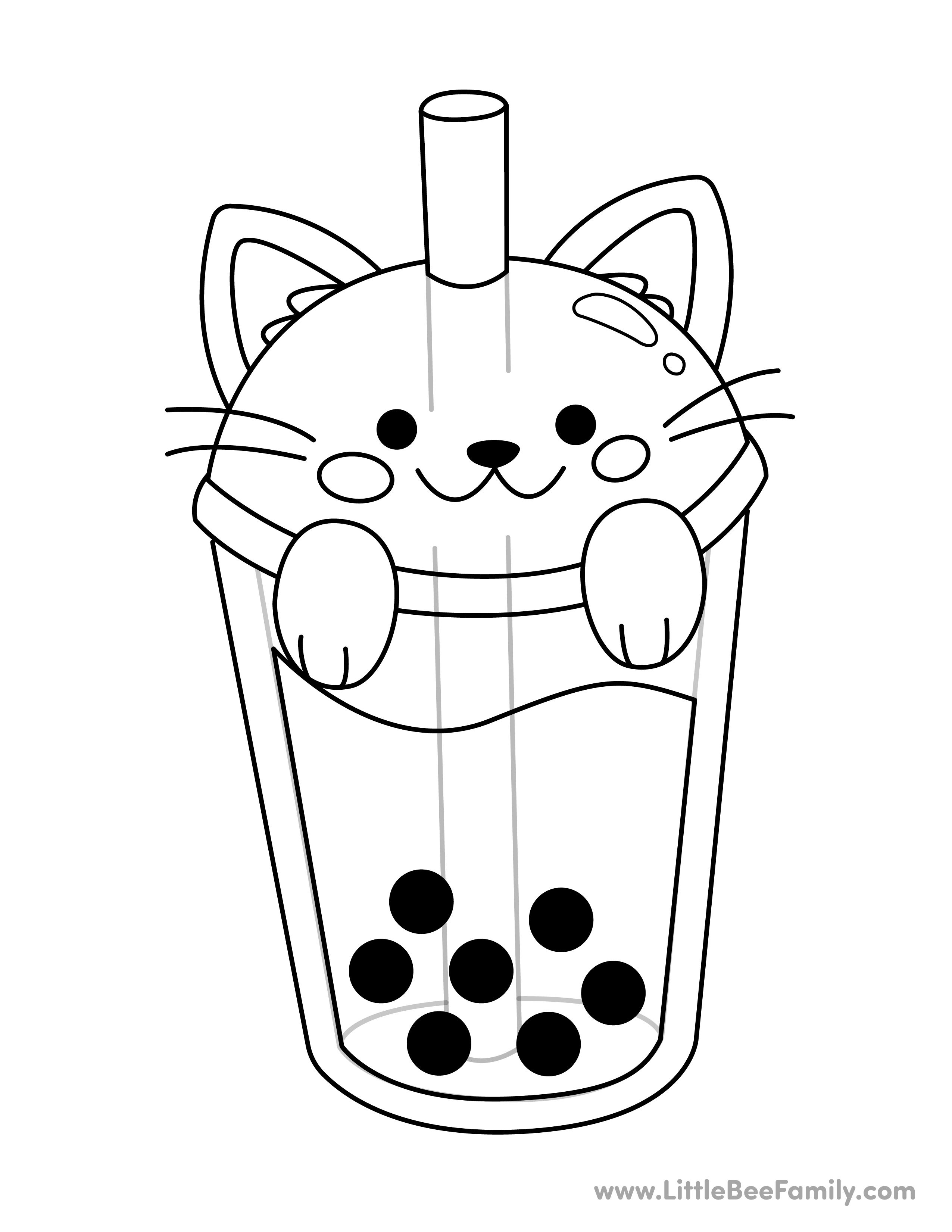 Boba cat coloring page cat coloring page coloring pictures for kids fruit coloring pages