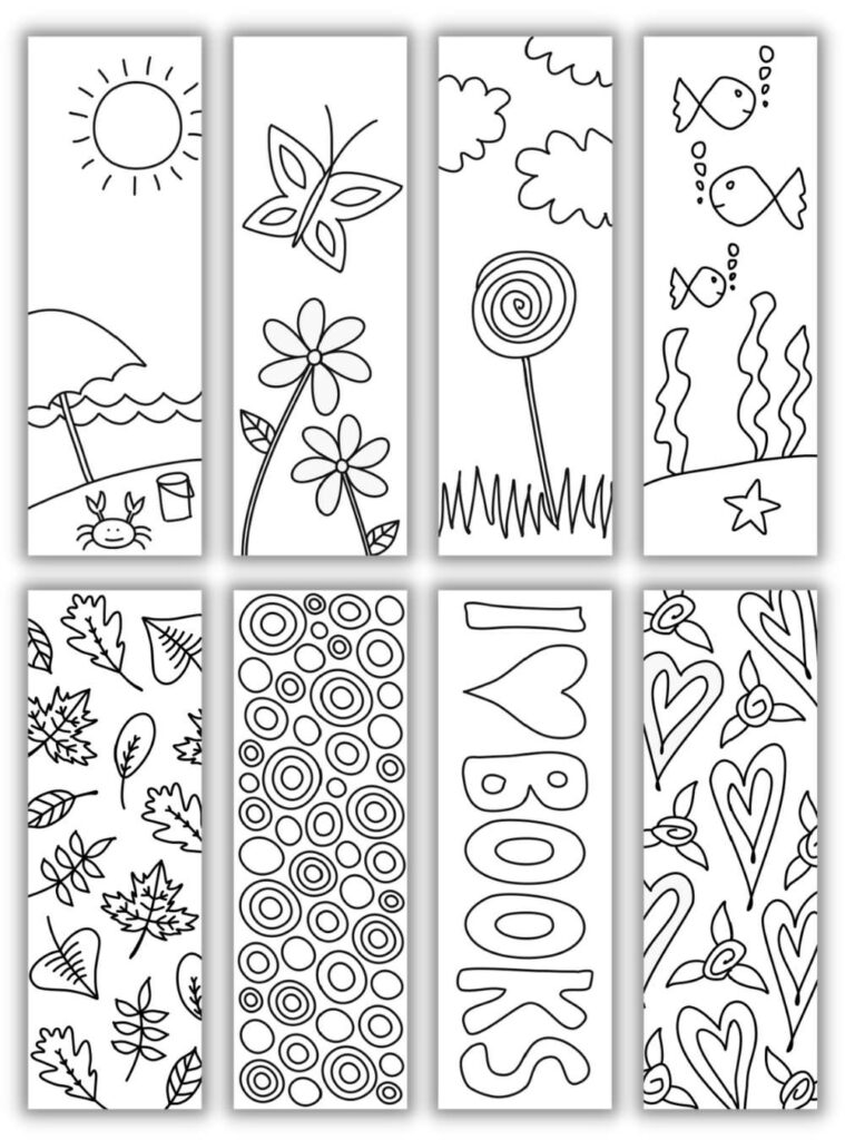 Cute free printable bookmarks to colour for kids adults