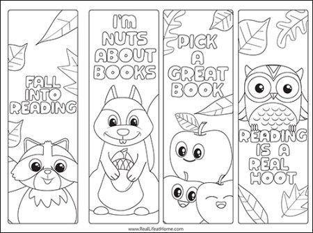 Cute fall bookmarks to color for kids free printable coloring bookmarks coloring bookmarks free bookmarks kids