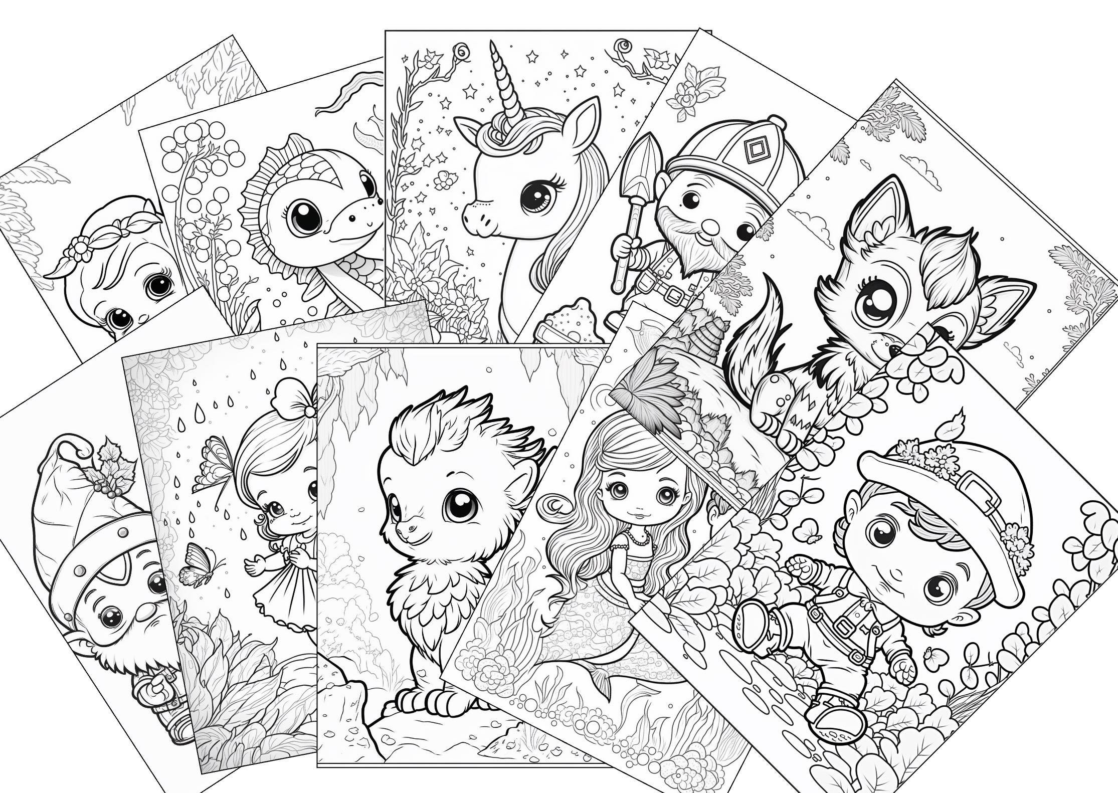 Coloring pages cute fantasy creatures pages