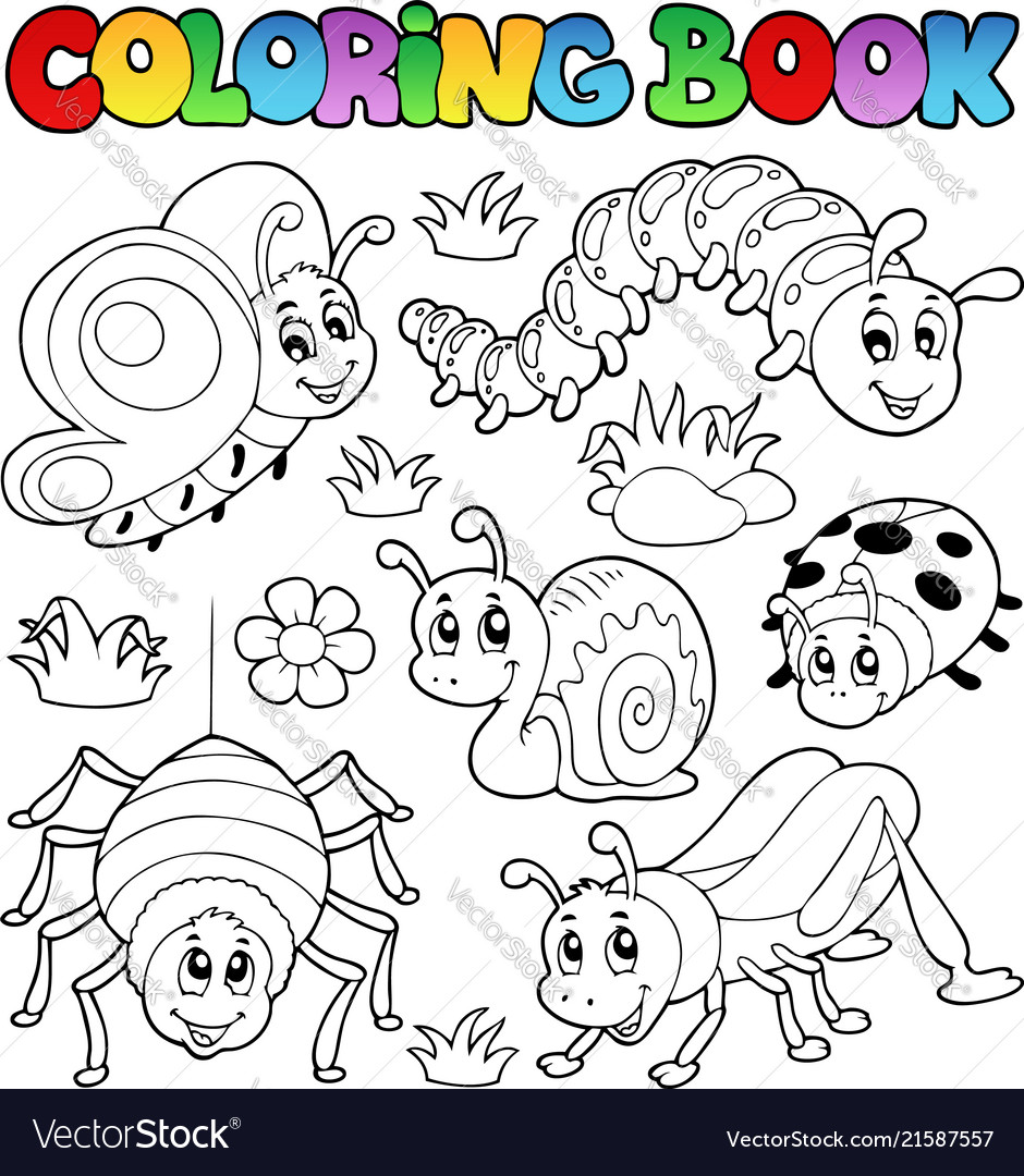 Coloring book cute bugs royalty free vector image
