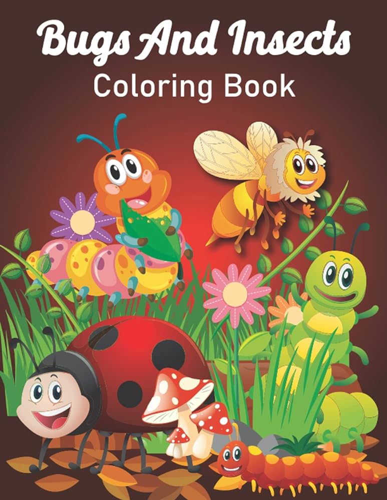 Bugs and insects coloring book cute by books rare bird
