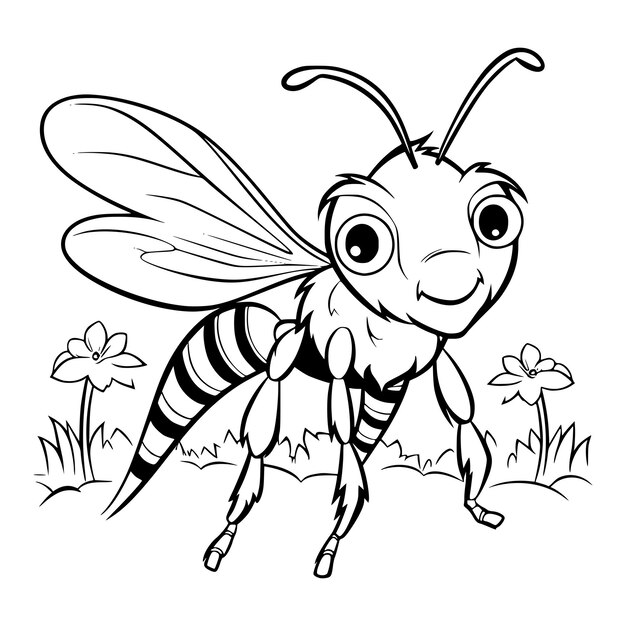 Premium vector bumblebee coloring page for kids