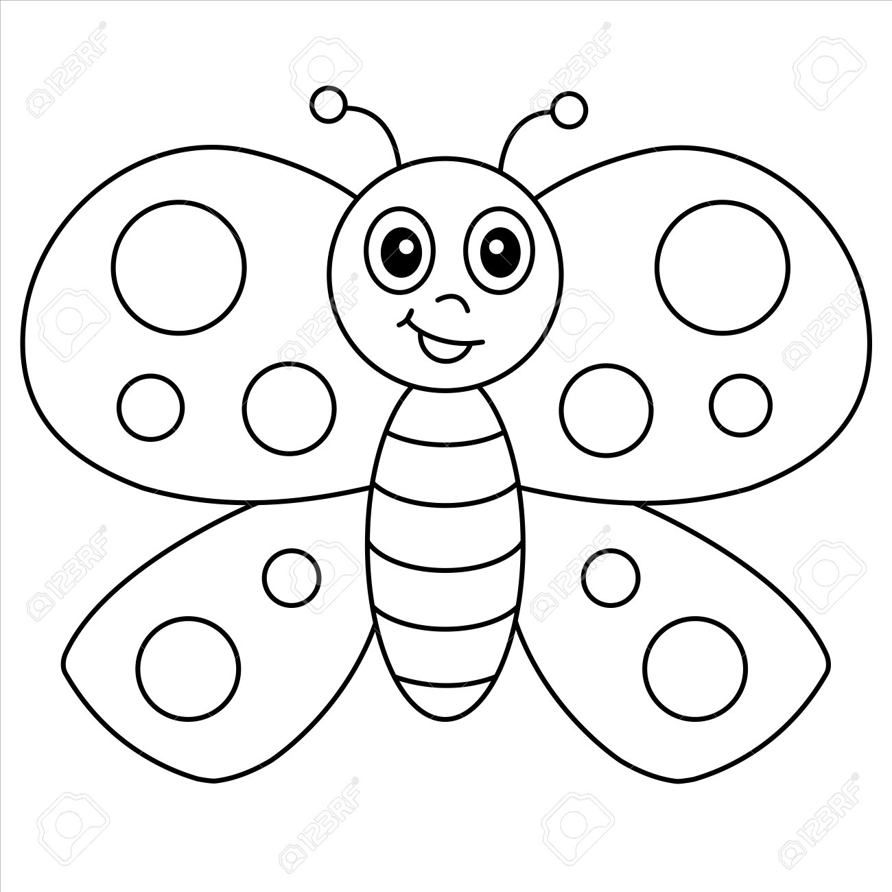 Funny butterfly coloring page cute butterfly cartoon vector illustration for children preschool education royalty free svg cliparts vectors and stock illustration image