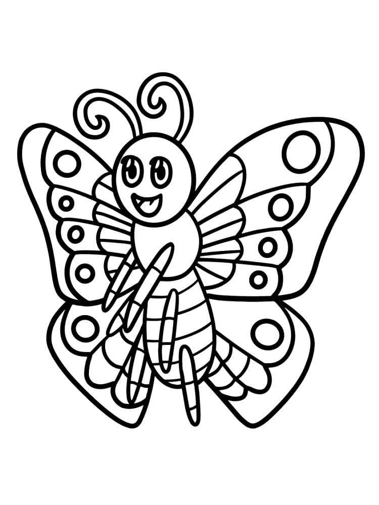 Cute cartoon butterfly coloring page