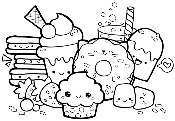Cute kawaii food with faces coloring page candy coloring pages unicorn coloring pages puppy coloring pages