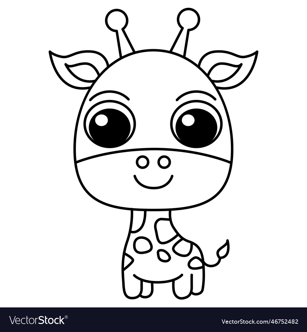 Cute giraffe cartoon coloring page royalty free vector image