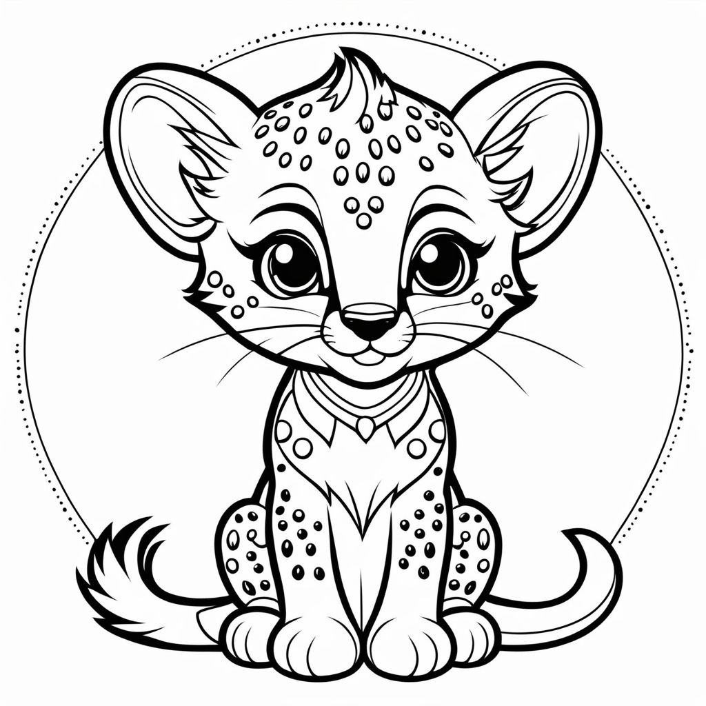 Cute cheetah coloring book pages white background