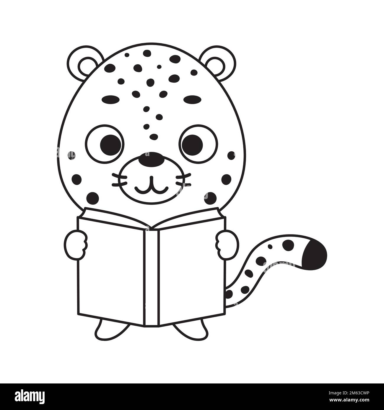 Coloring page cute little cheetah reads book coloring book for kids educational activity for preschool years kids and toddlers with cute animal vec stock vector image art