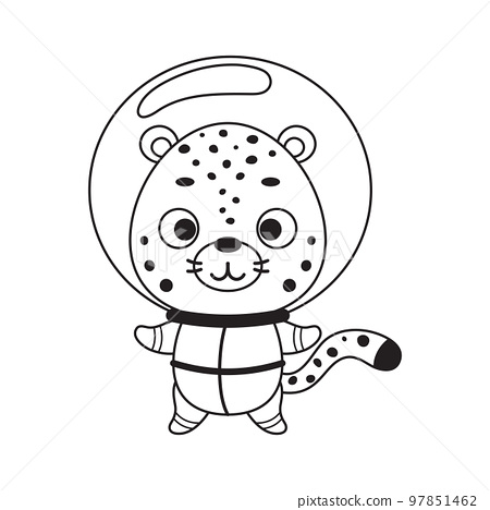 Coloring page cute little spaceman cheetah